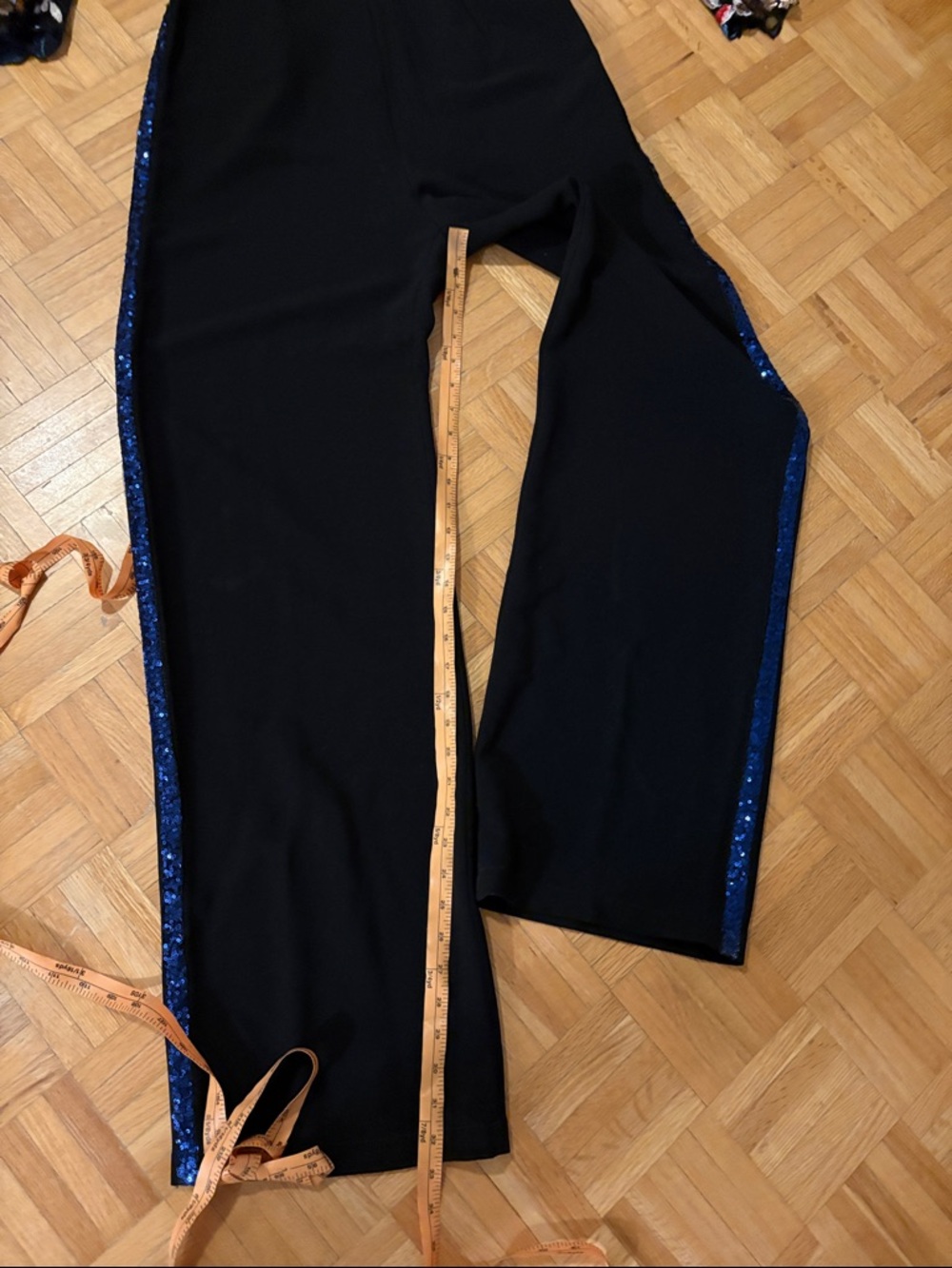 Bronx & Banco Black Wide-Leg Jumpsuit with Floral Bodice and Blue Trim. NWOT - Picture 7 of 16